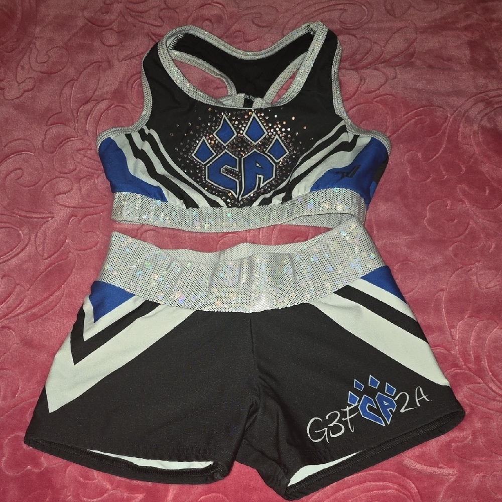 Blue and Black Cheerleading Outfit Varsity CA Cheer Athletics